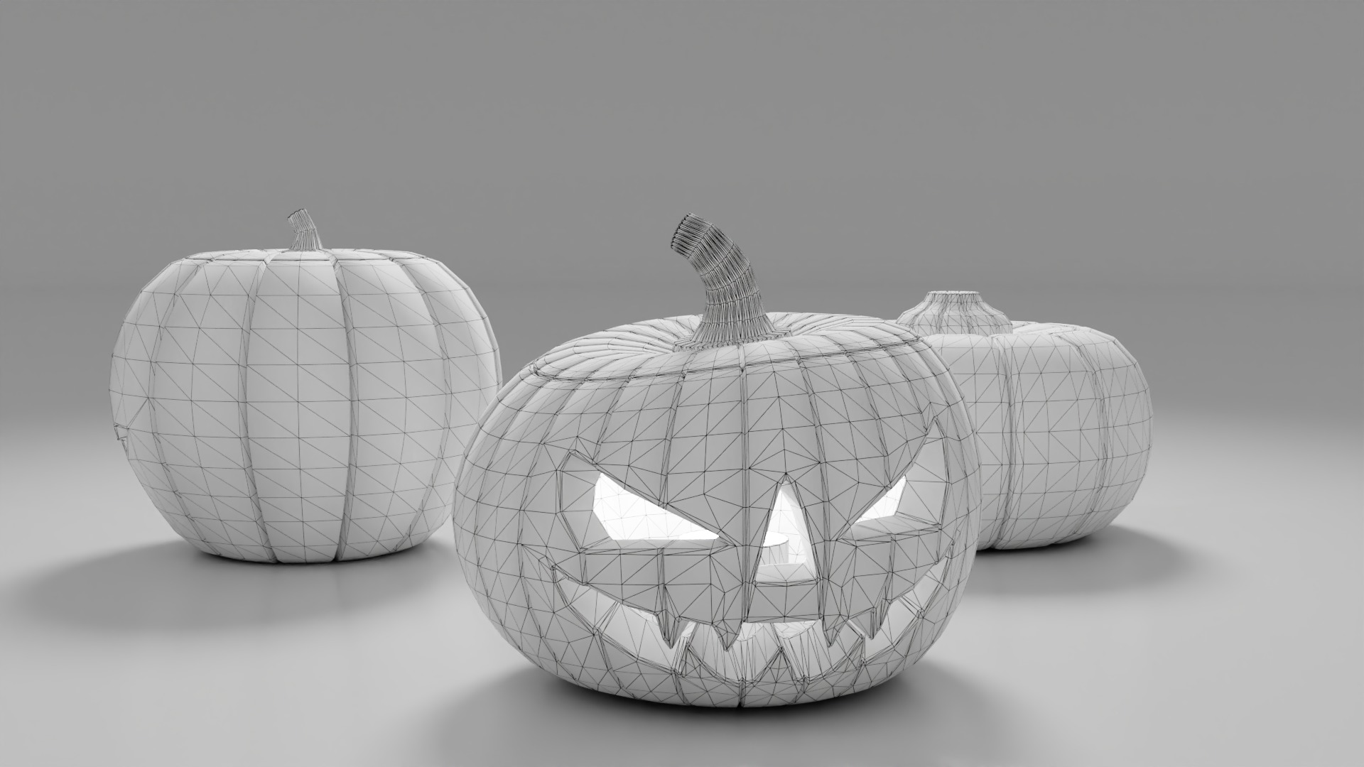 Halloween Pumpkins Low-poly 3D model_2