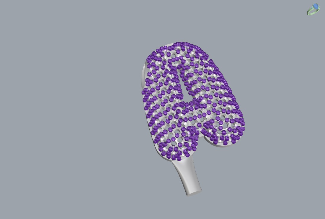 Letter A with crystals  3D print model_2