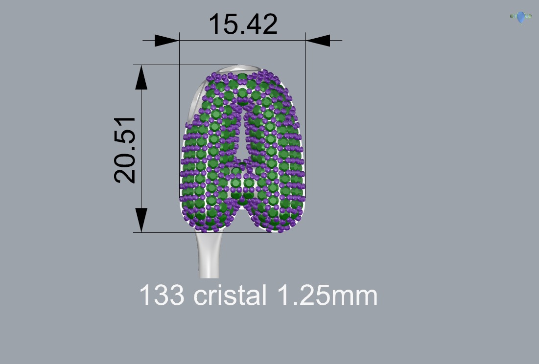 Letter A with crystals  3D print model_10