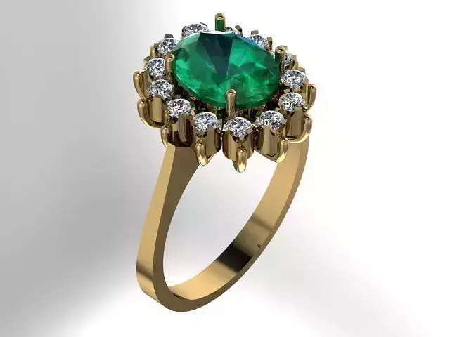 Oval Diamond With Diamonds Ring Printable File