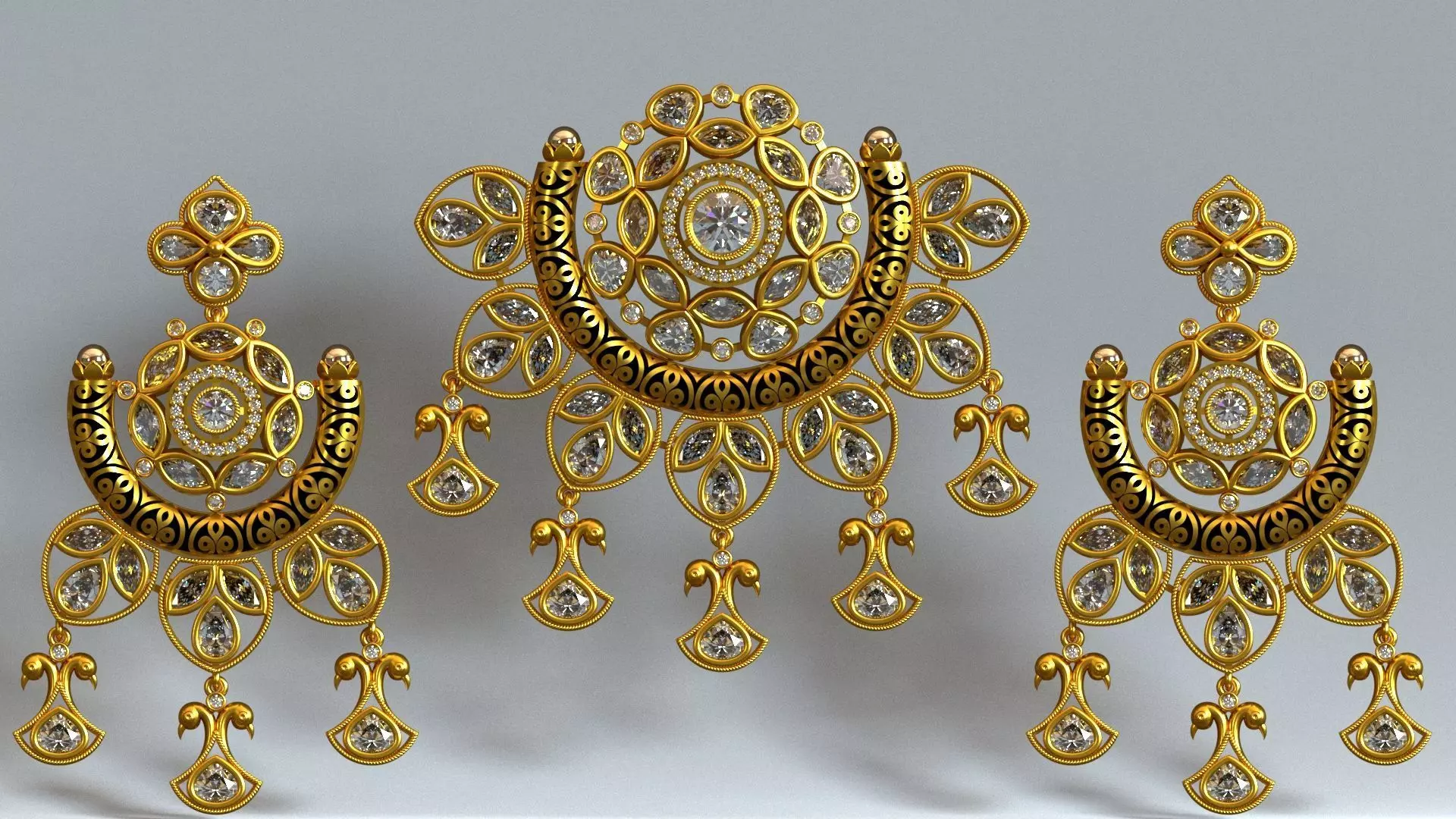 Pendant and Earring Set - Artificial Jewelry 3D print model