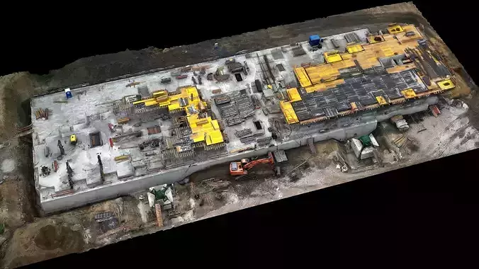 construction-site terrain builduing photogrammetry Low-poly 3D model