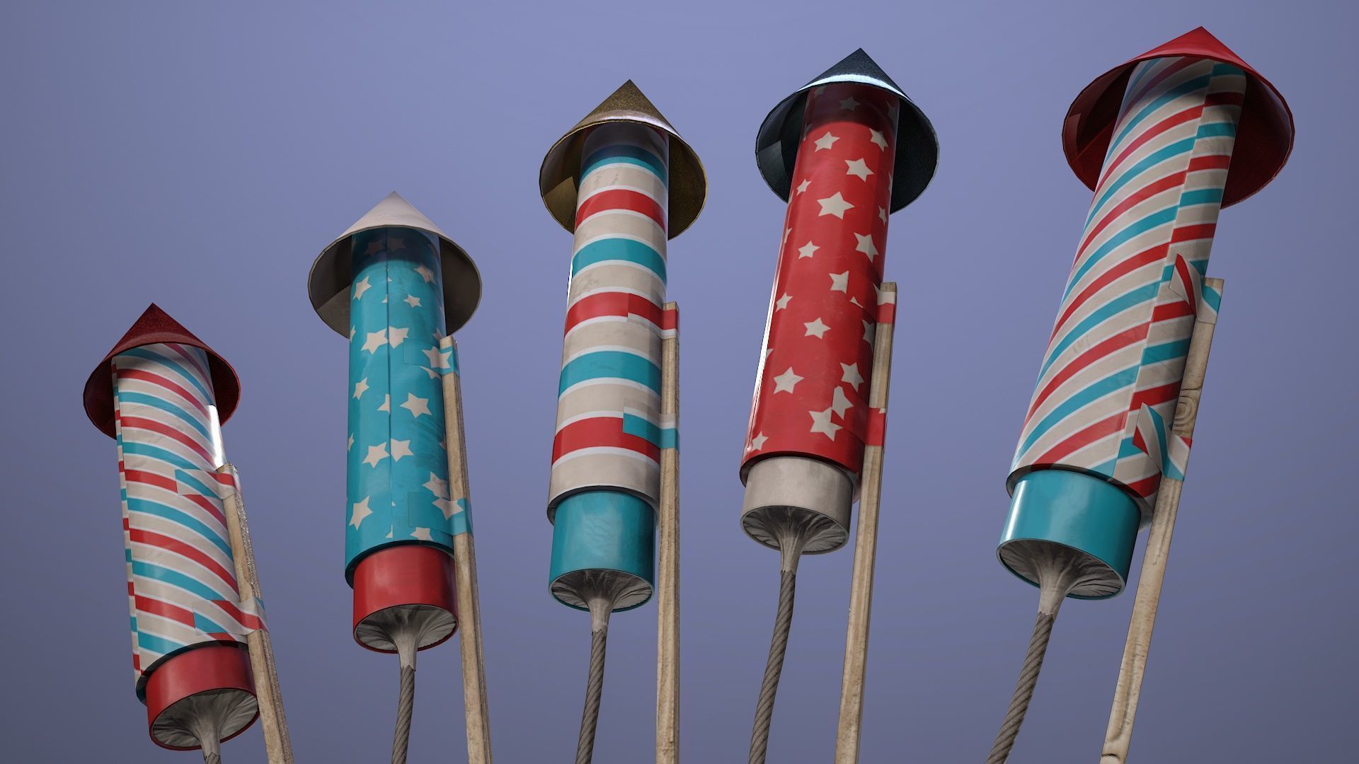 Firework rockets Low-poly 3D model_9