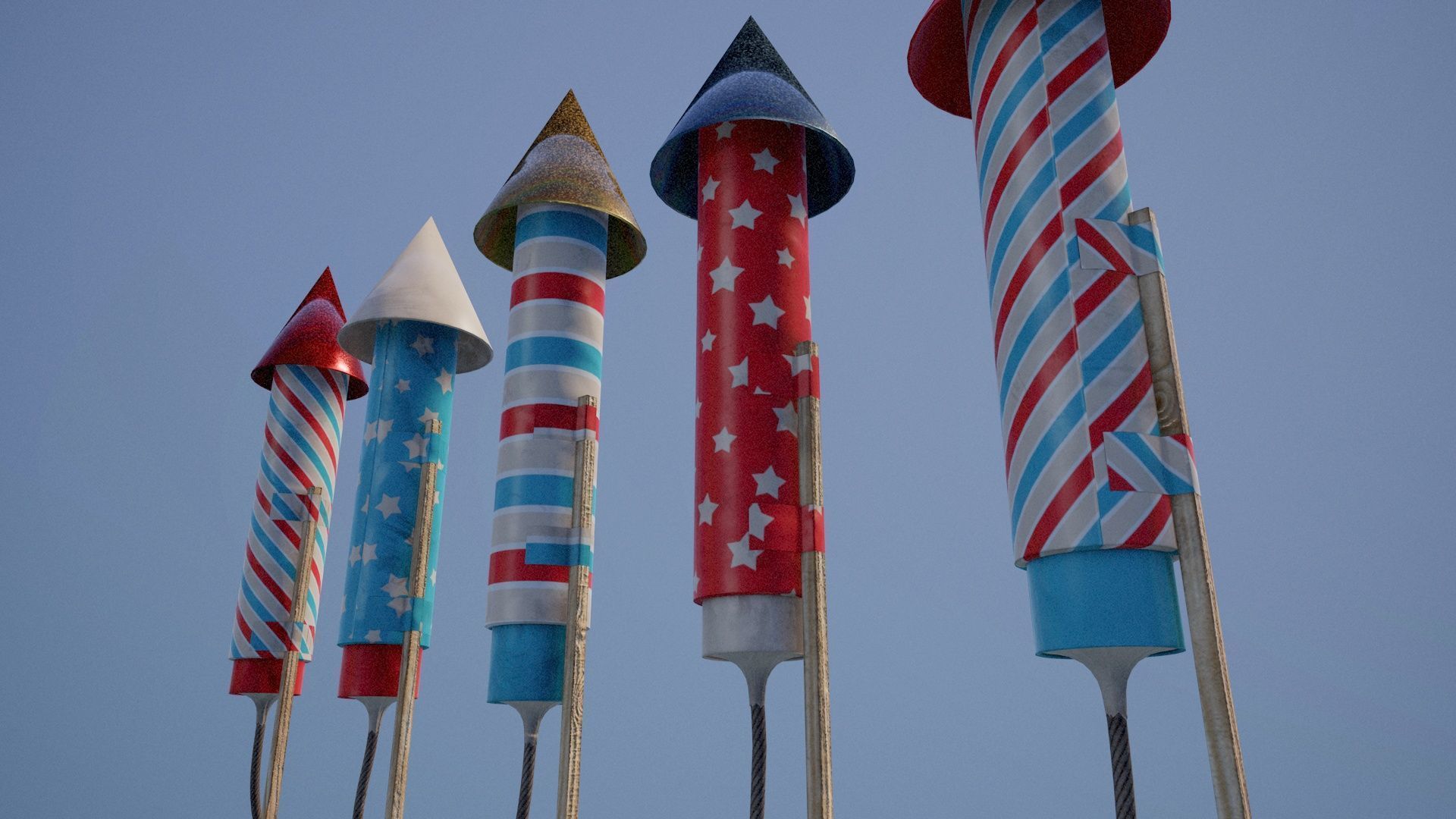 Firework rockets Low-poly 3D model_2