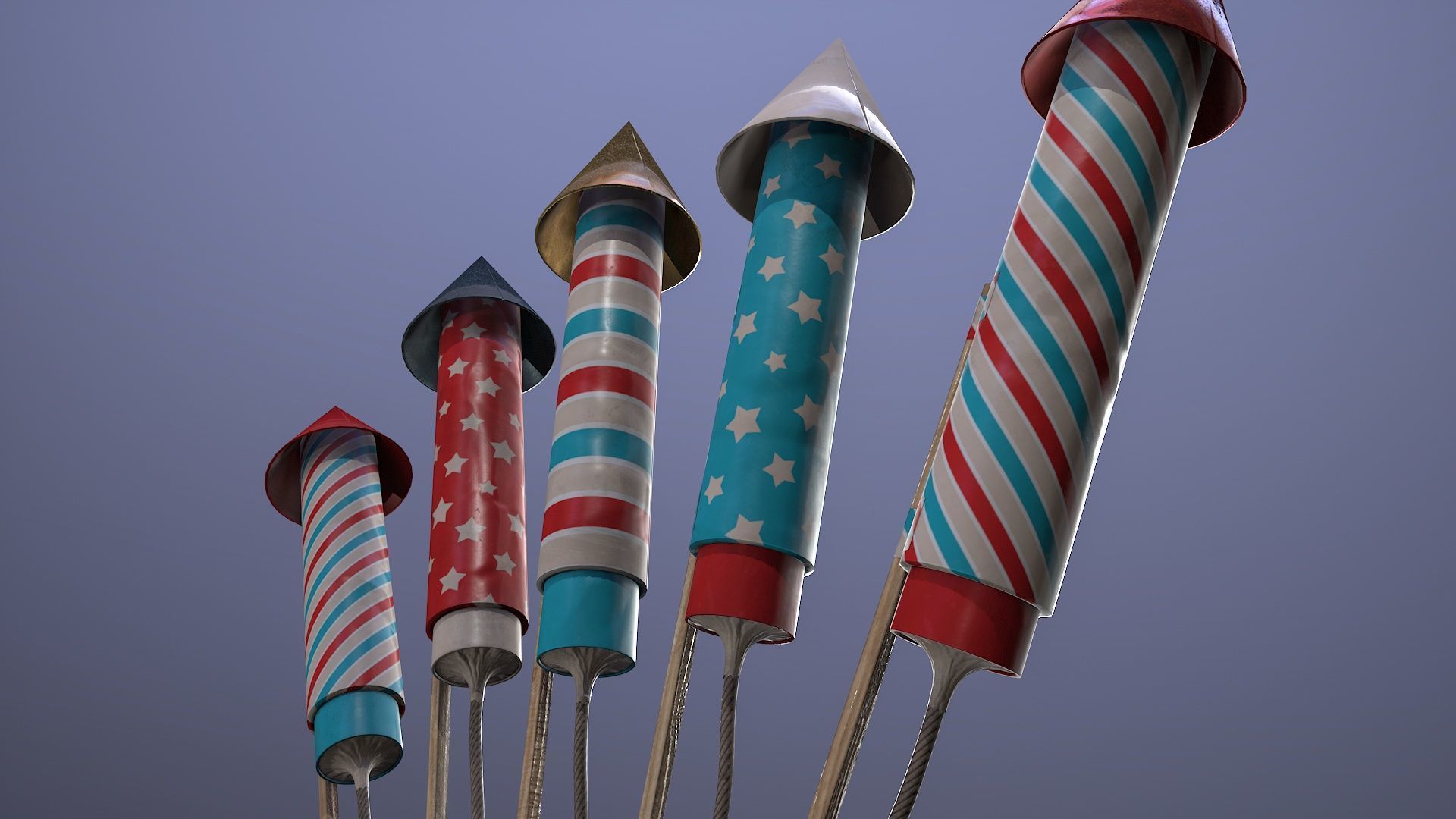 Firework rockets Low-poly 3D model_8