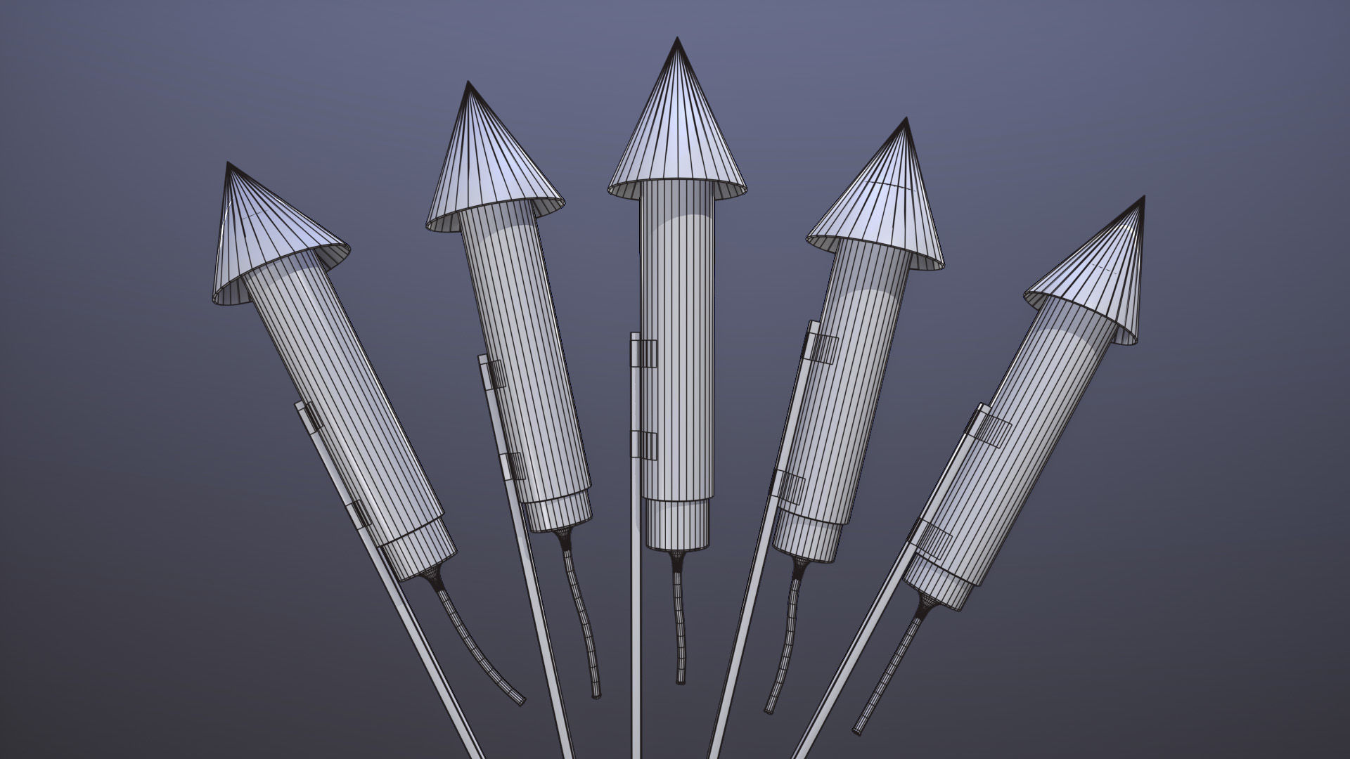 Firework rockets Low-poly 3D model_7