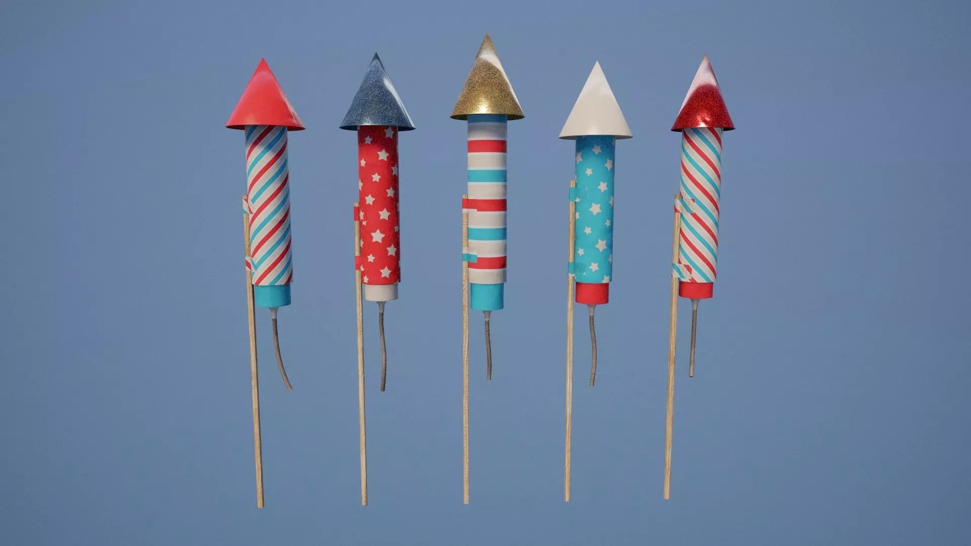 Firework rockets Low-poly 3D model_0