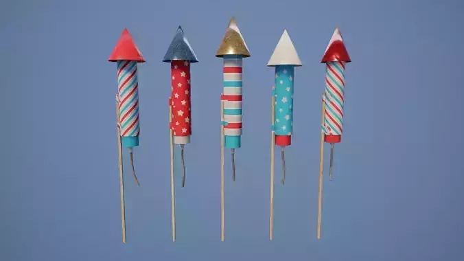 Firework rockets Low-poly 3D model