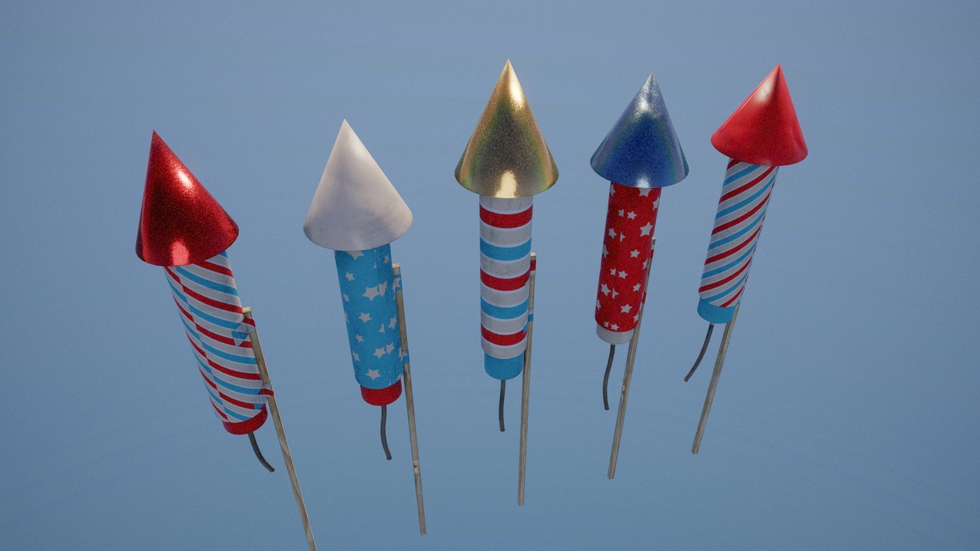 Firework rockets Low-poly 3D model_1