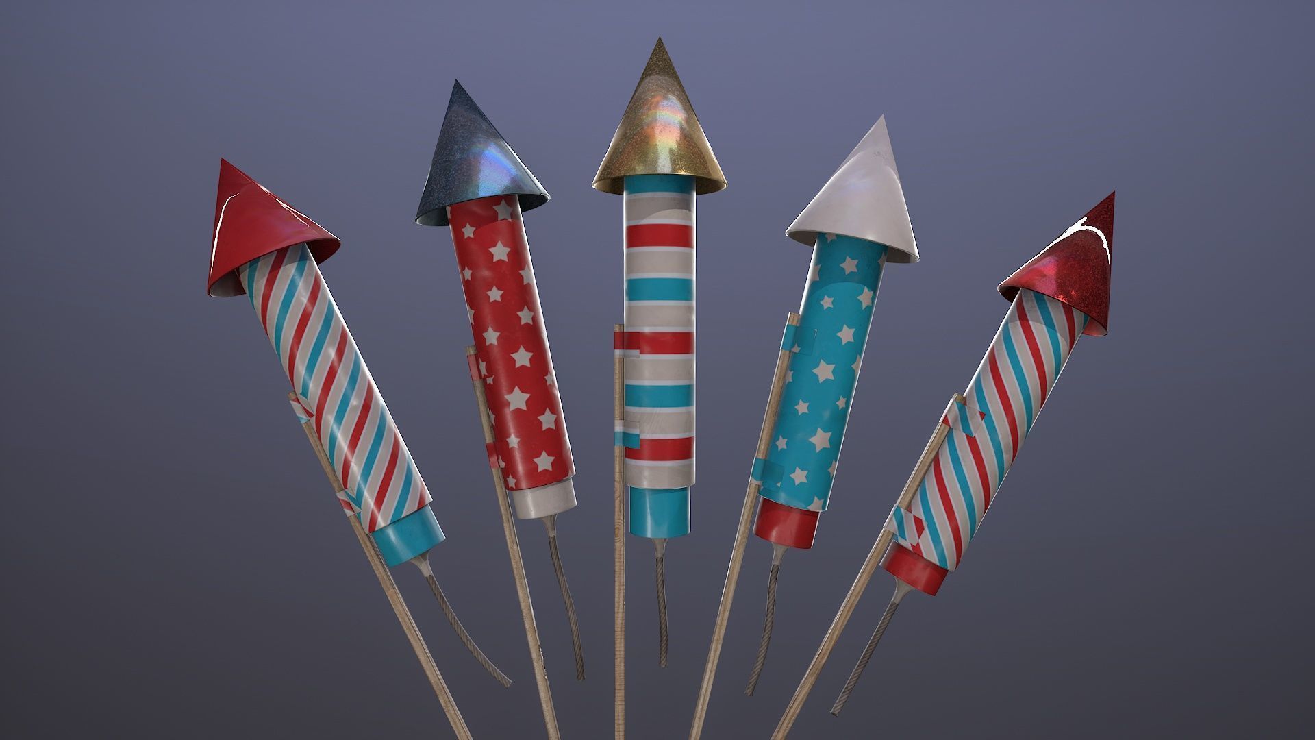Firework rockets Low-poly 3D model_6