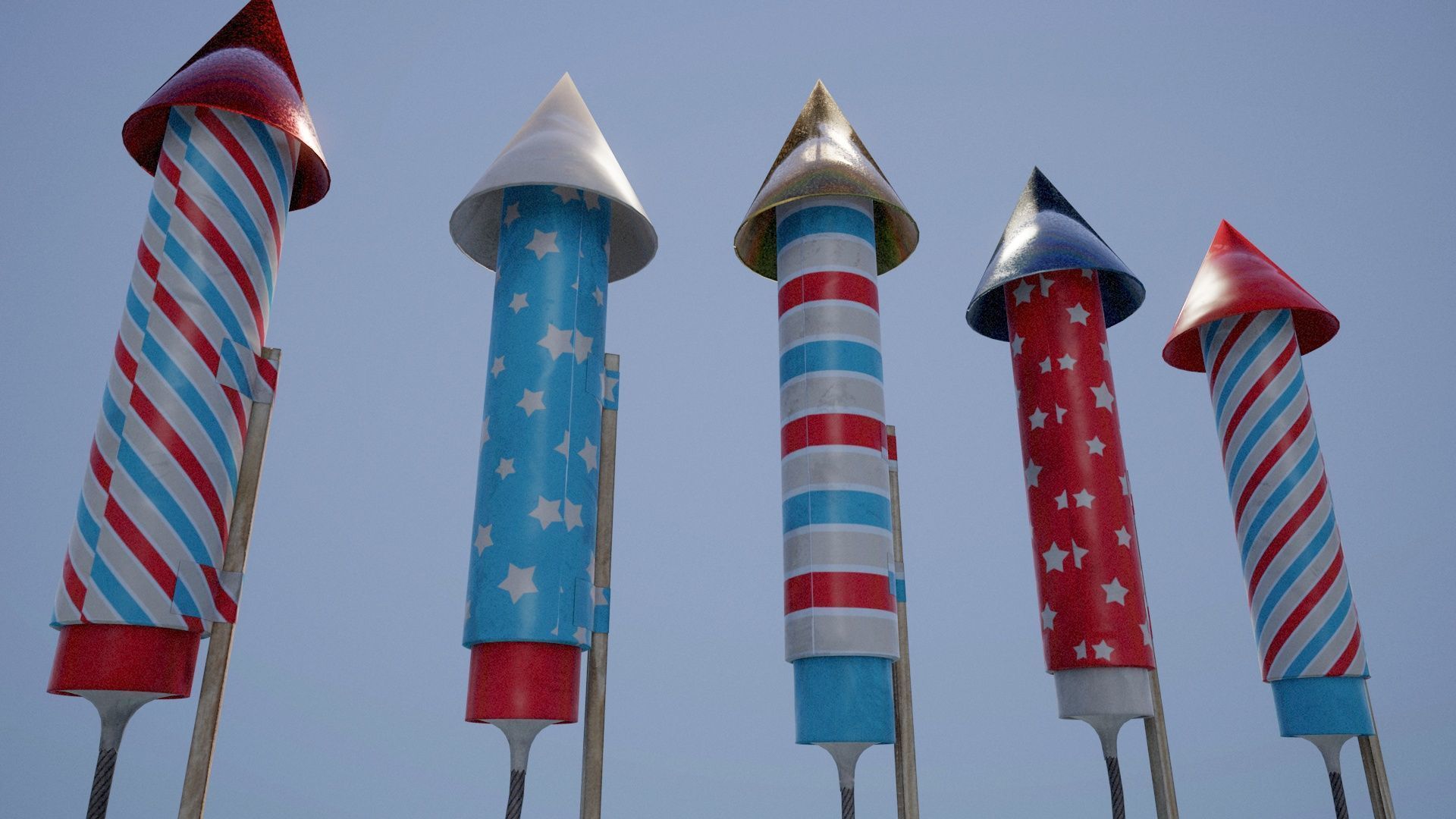 Firework rockets Low-poly 3D model_4