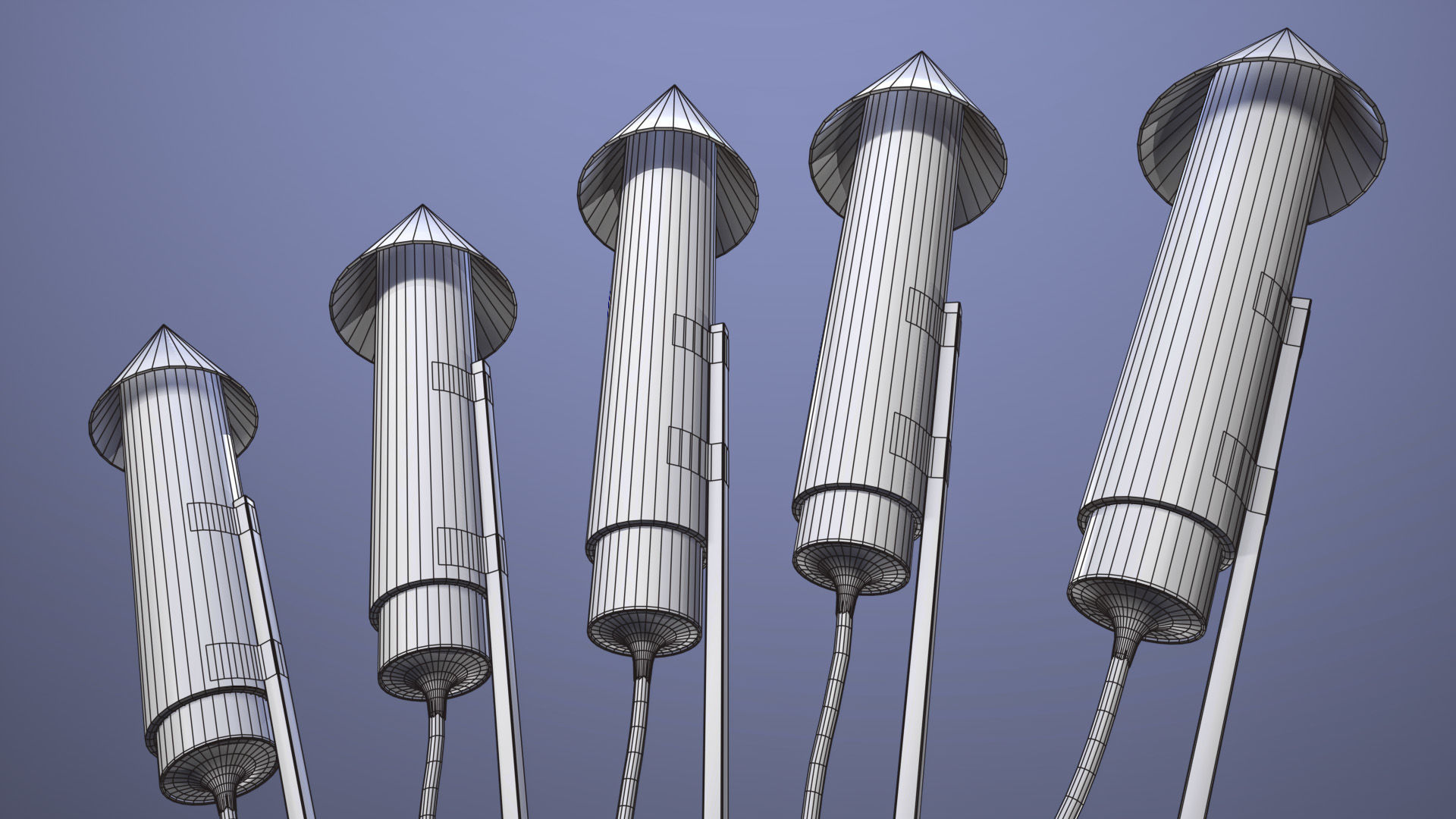Firework rockets Low-poly 3D model_10
