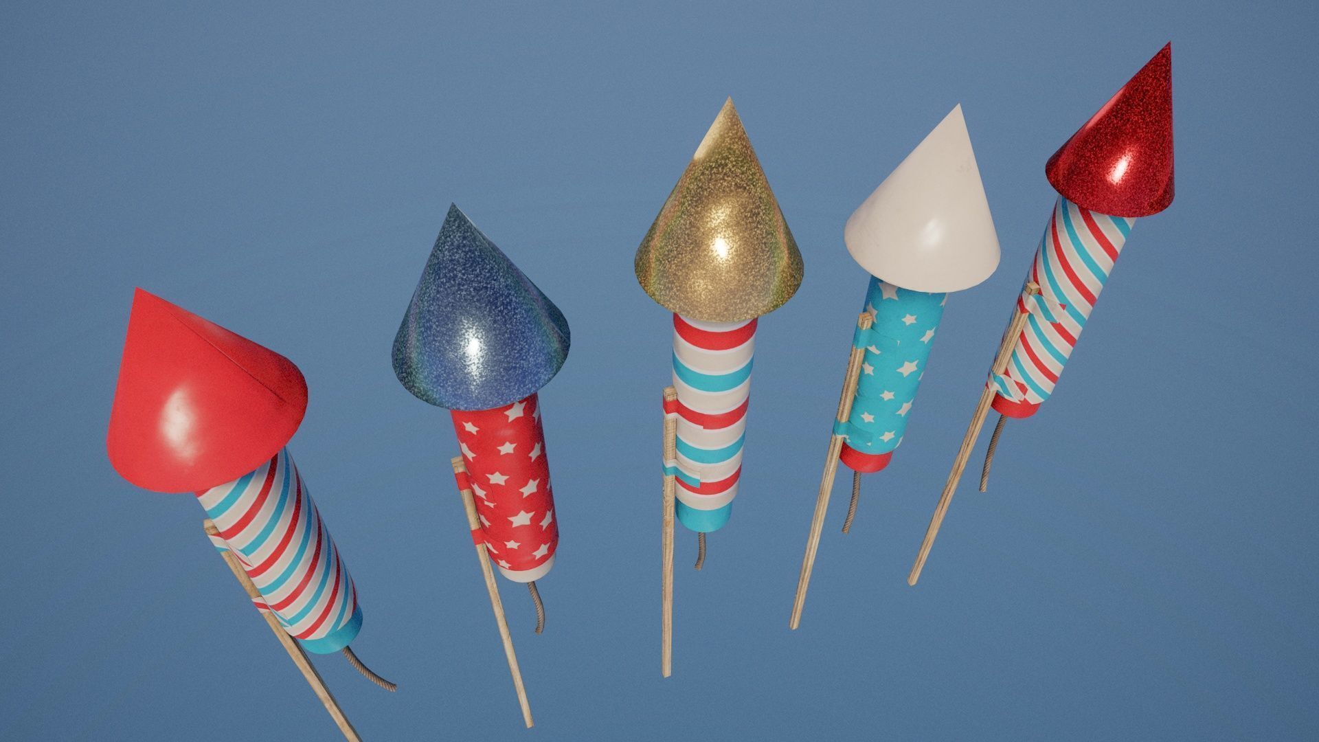 Firework rockets Low-poly 3D model_3