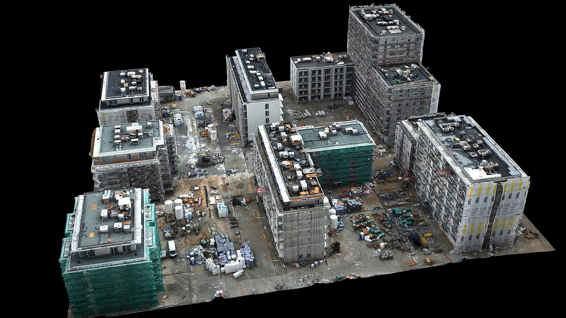 construction-site buildings area cityblock photogrammetry Low-poly 3D model_2