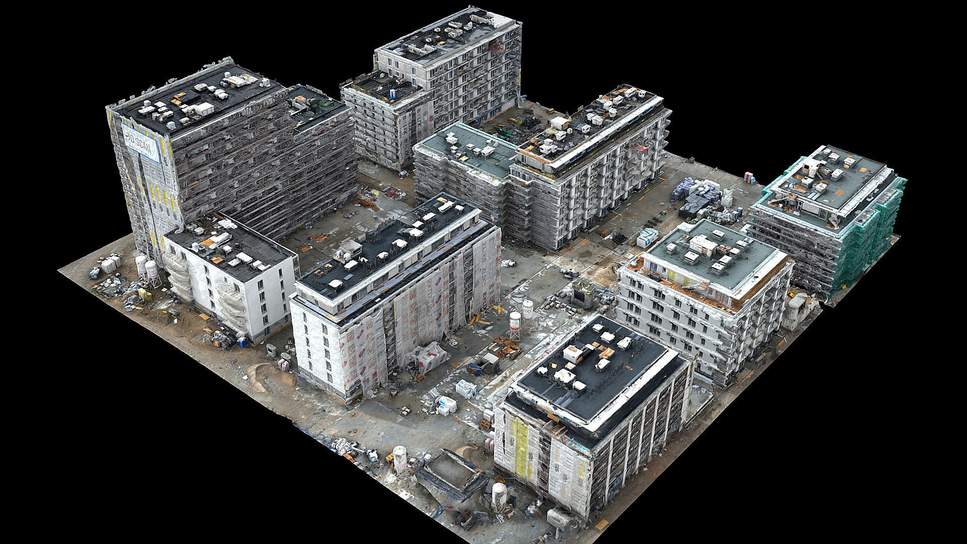 construction-site buildings area cityblock photogrammetry Low-poly 3D model_1