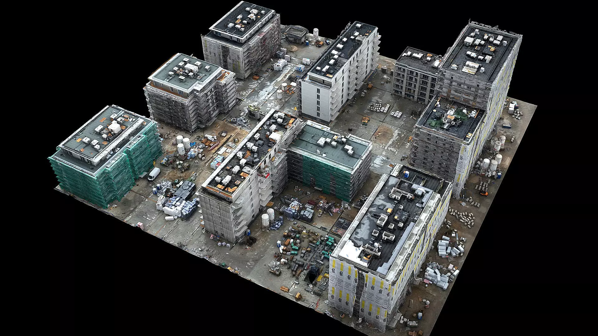 construction-site buildings area cityblock photogrammetry Low-poly 3D model_0
