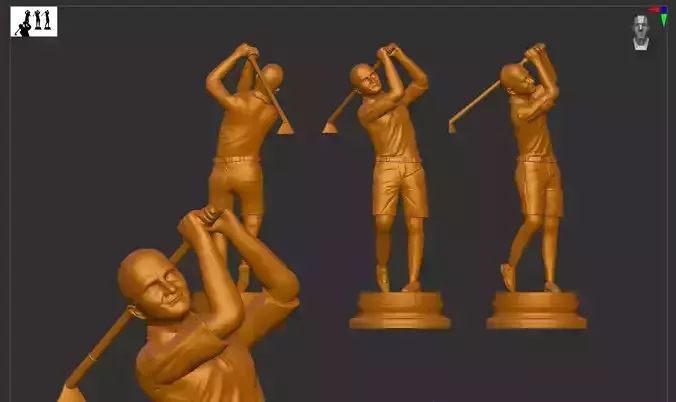 Golfer Man Statue 3D print model