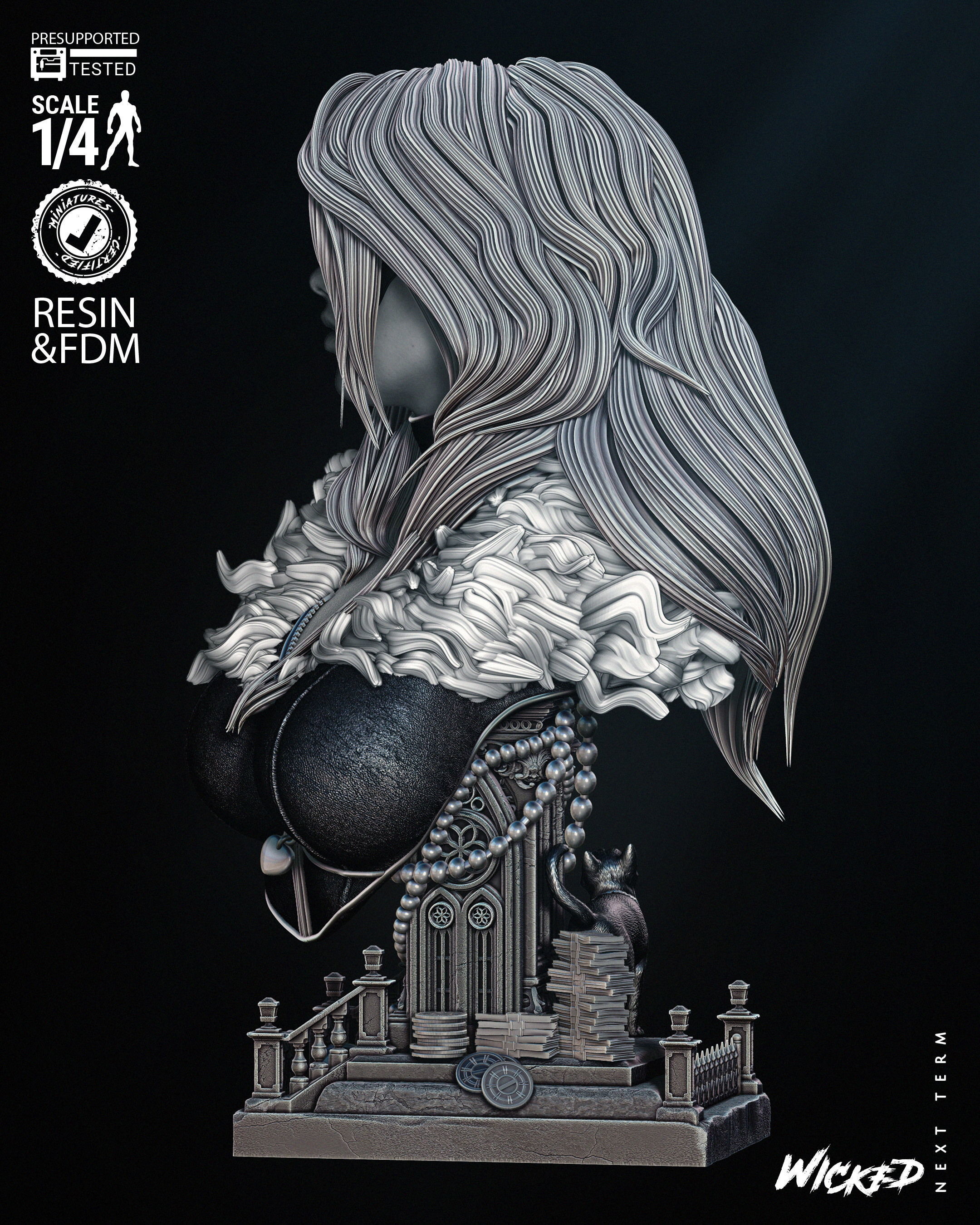 Wicked Marvel Black Cat Bust 3D print model_34