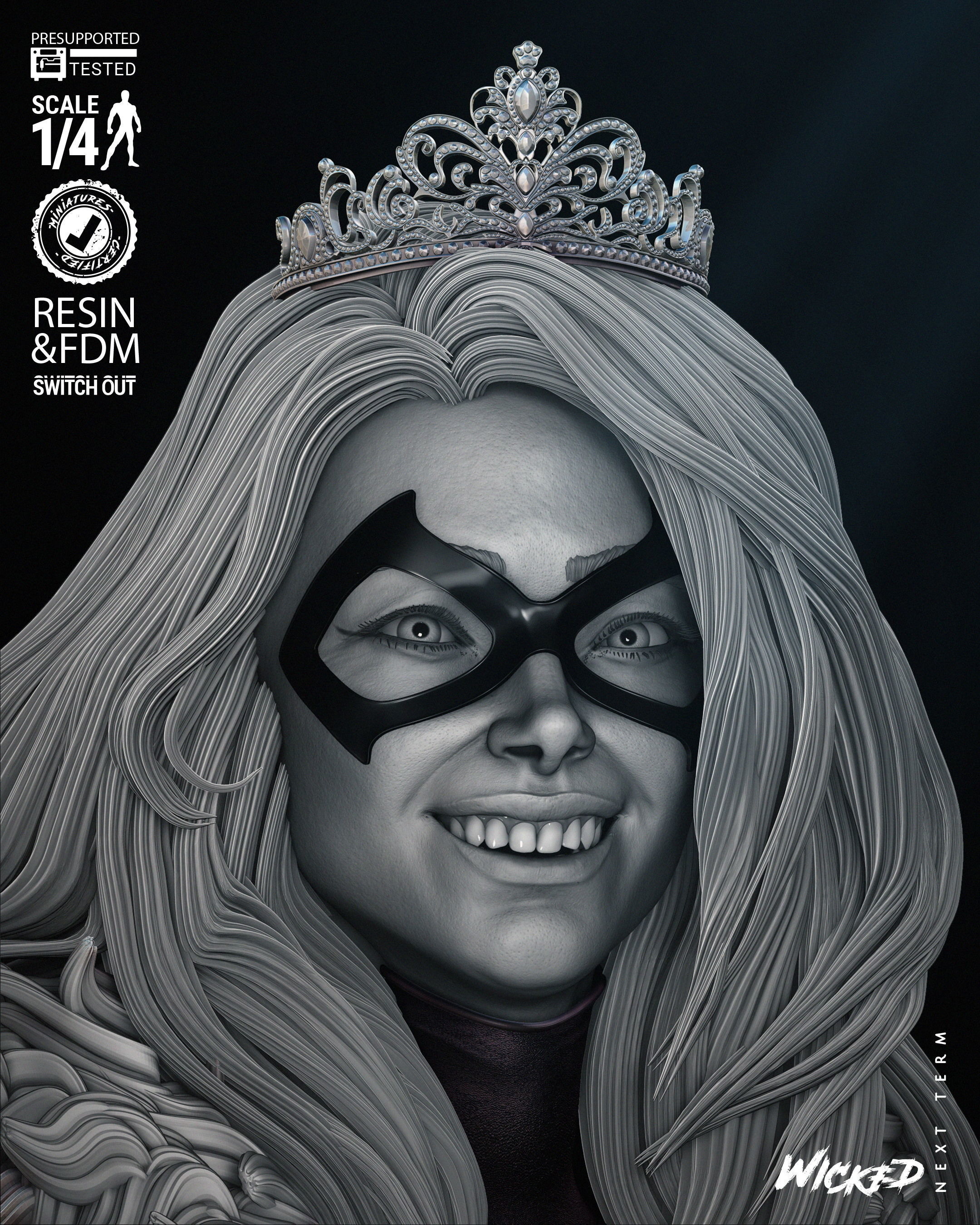 Wicked Marvel Black Cat Bust 3D print model_49