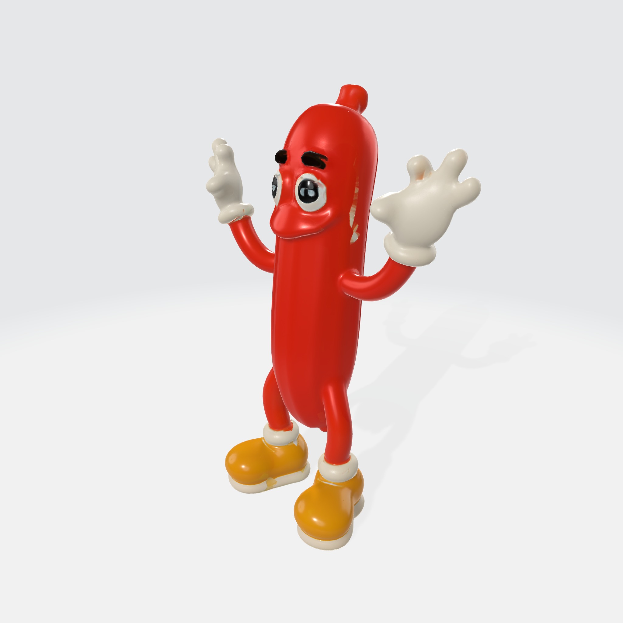 Anthropomorphic Hot Dog With Arms And Legs 3D model_1
