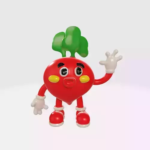 Radish-like humanoid cartoon waving