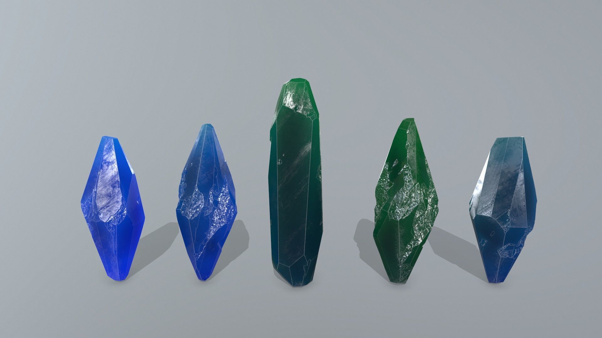 crystal set 1 Low-poly 3D model_3