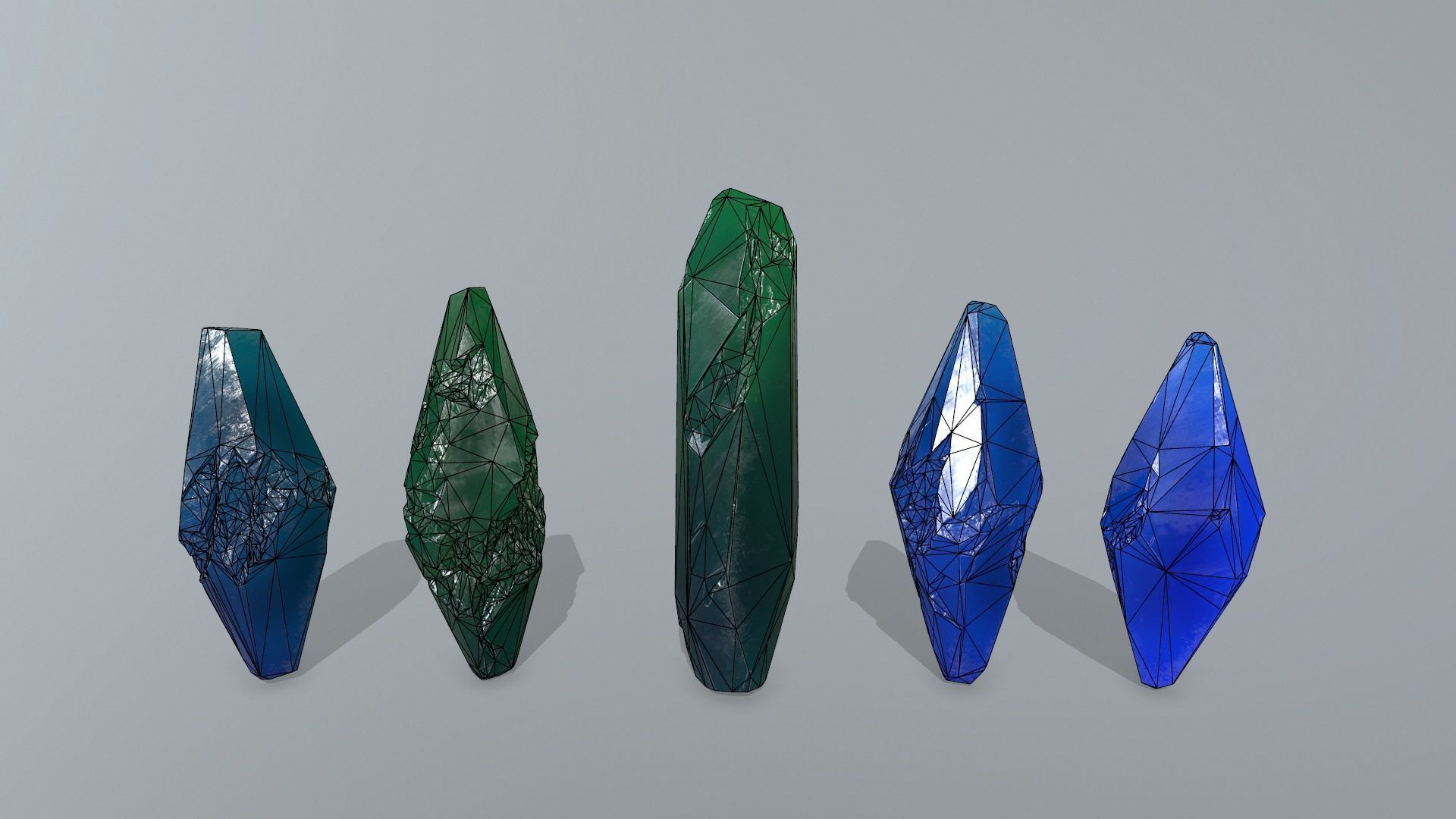 crystal set 1 Low-poly 3D model_6
