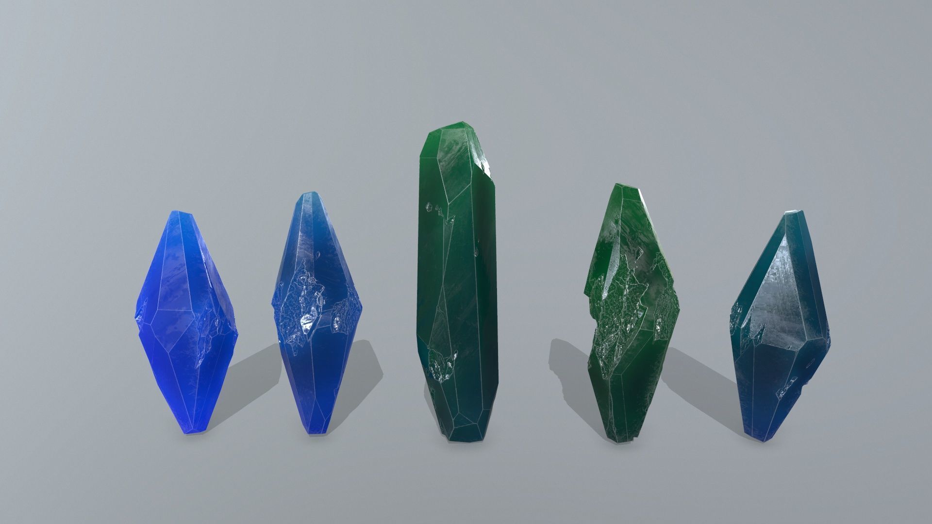 crystal set 1 Low-poly 3D model_2
