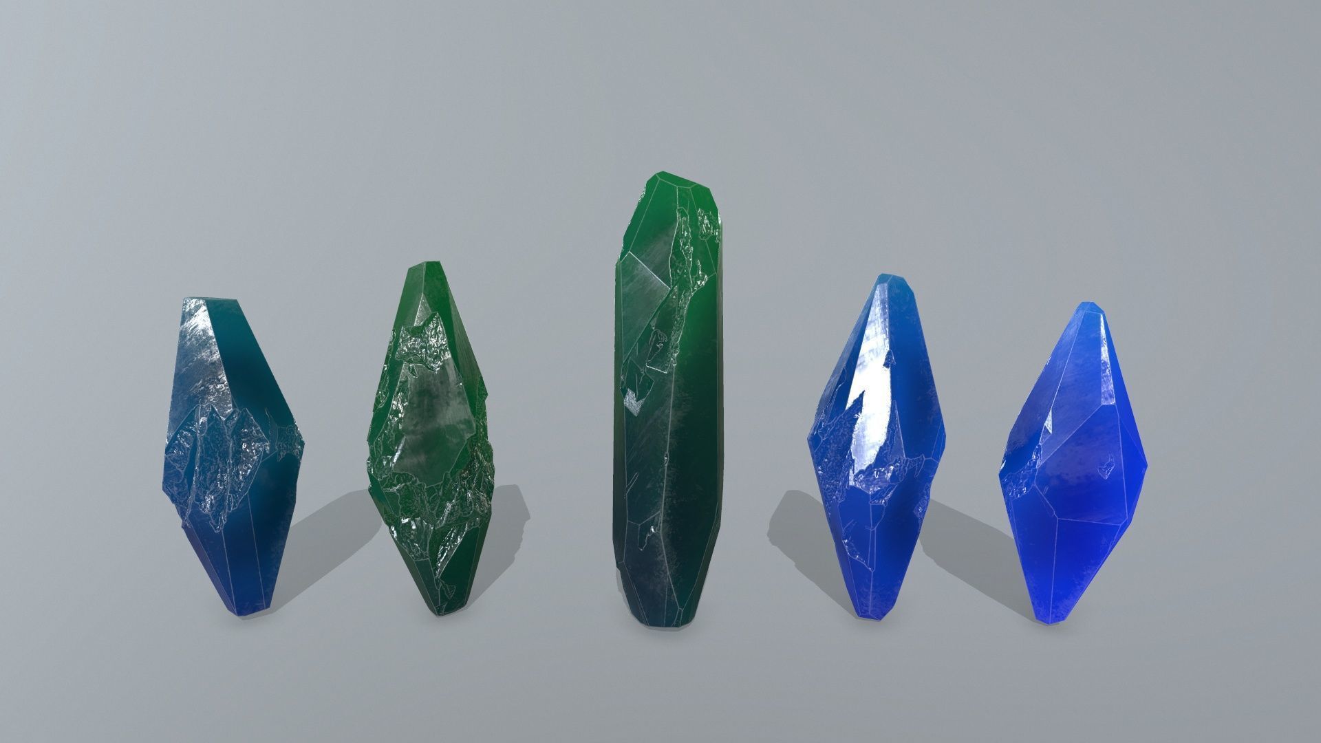crystal set 1 Low-poly 3D model_1