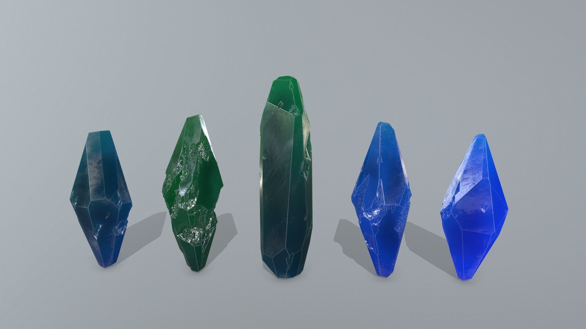 crystal set 1 Low-poly 3D model_4