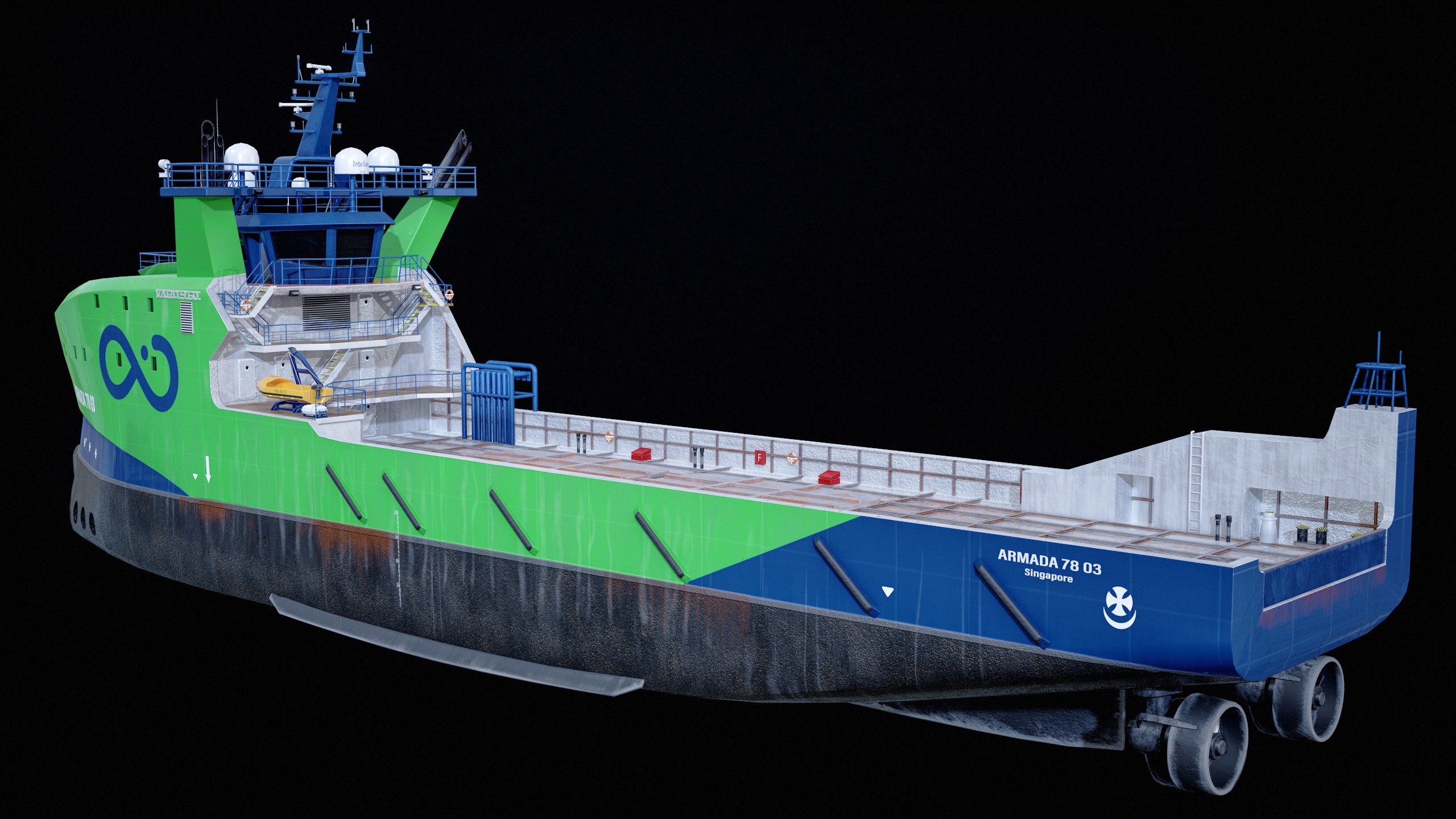 USV Mothership Armada 7803 Multipurpose Vessel Simple PBR Low-poly 3D model_13