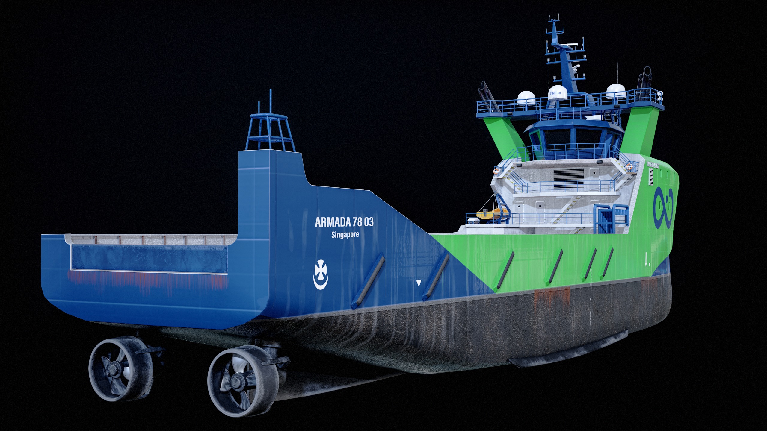 USV Mothership Armada 7803 Multipurpose Vessel Simple PBR Low-poly 3D model_10