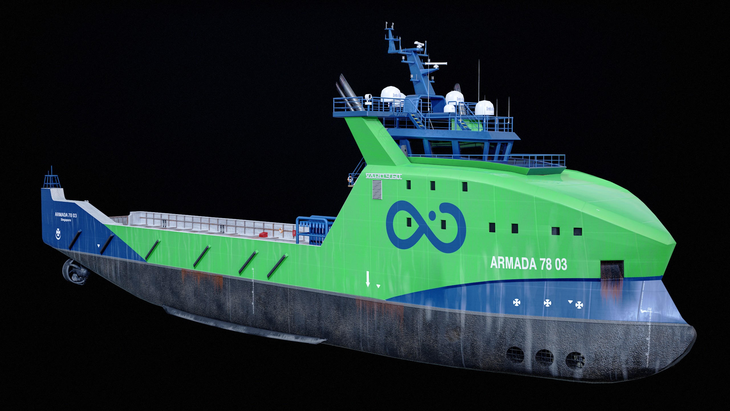 USV Mothership Armada 7803 Multipurpose Vessel Simple PBR Low-poly 3D model_6