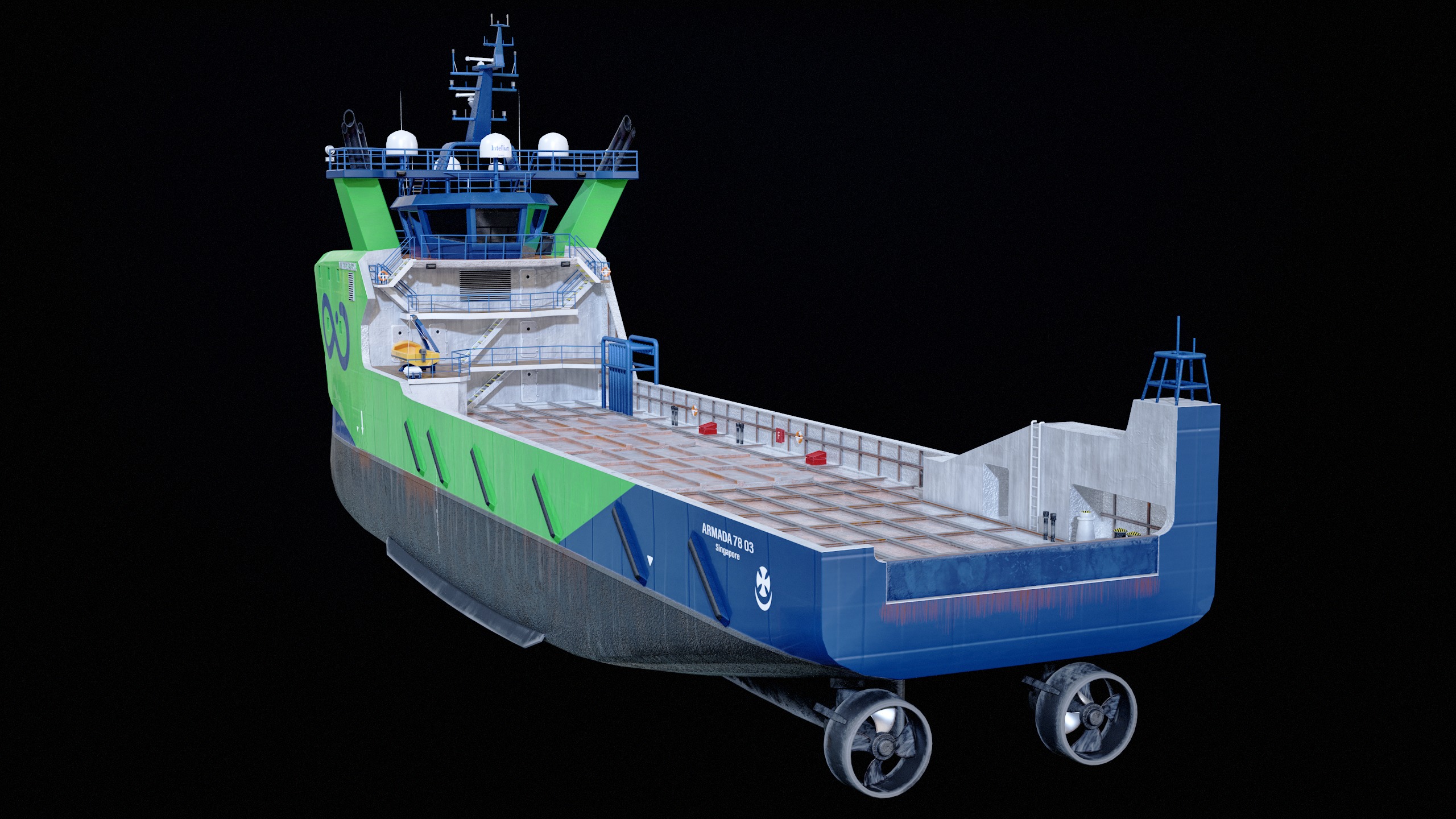 USV Mothership Armada 7803 Multipurpose Vessel Simple PBR Low-poly 3D model_12