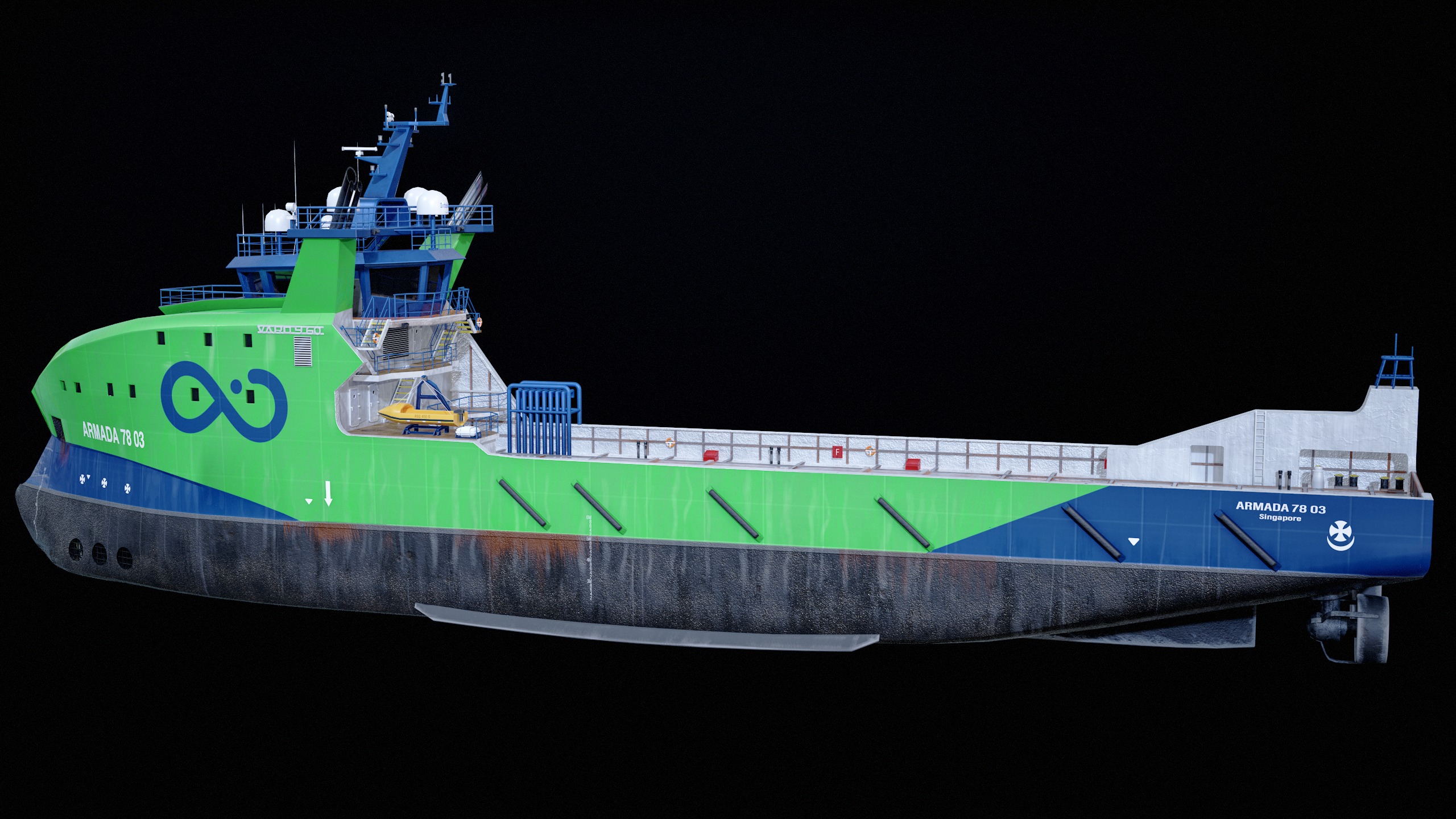 USV Mothership Armada 7803 Multipurpose Vessel Simple PBR Low-poly 3D model_14