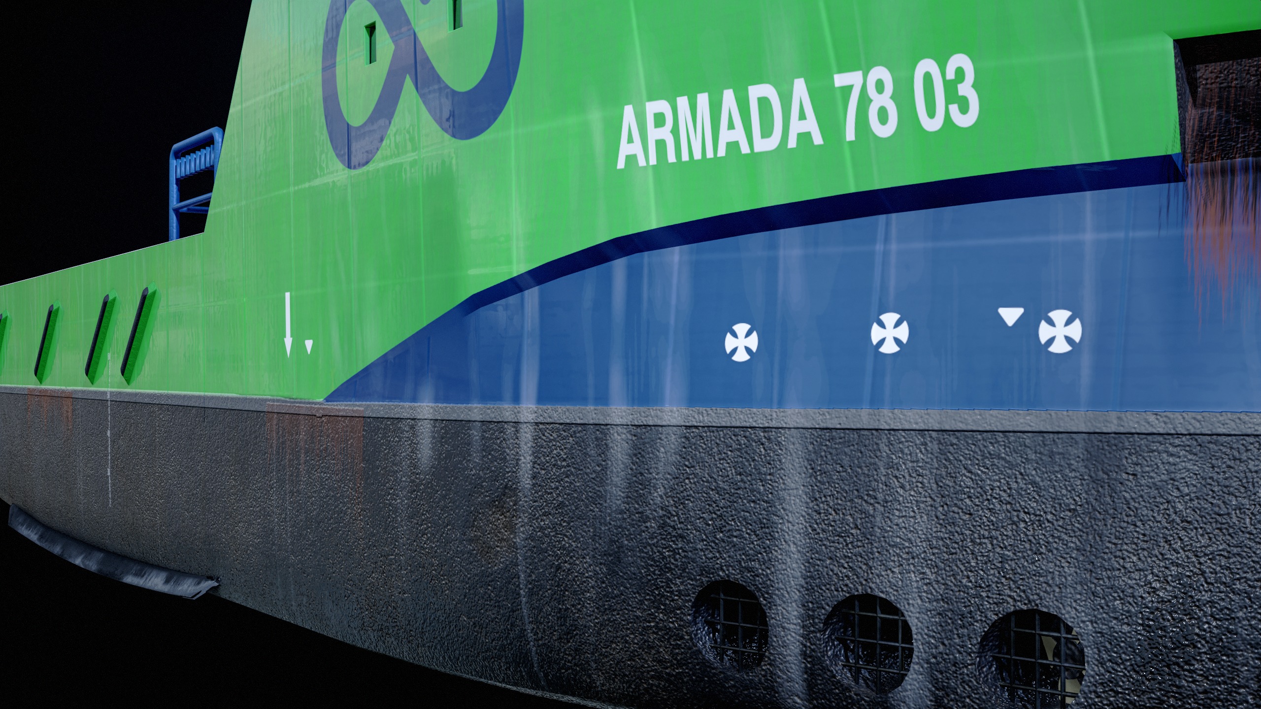 USV Mothership Armada 7803 Multipurpose Vessel Simple PBR Low-poly 3D model_26