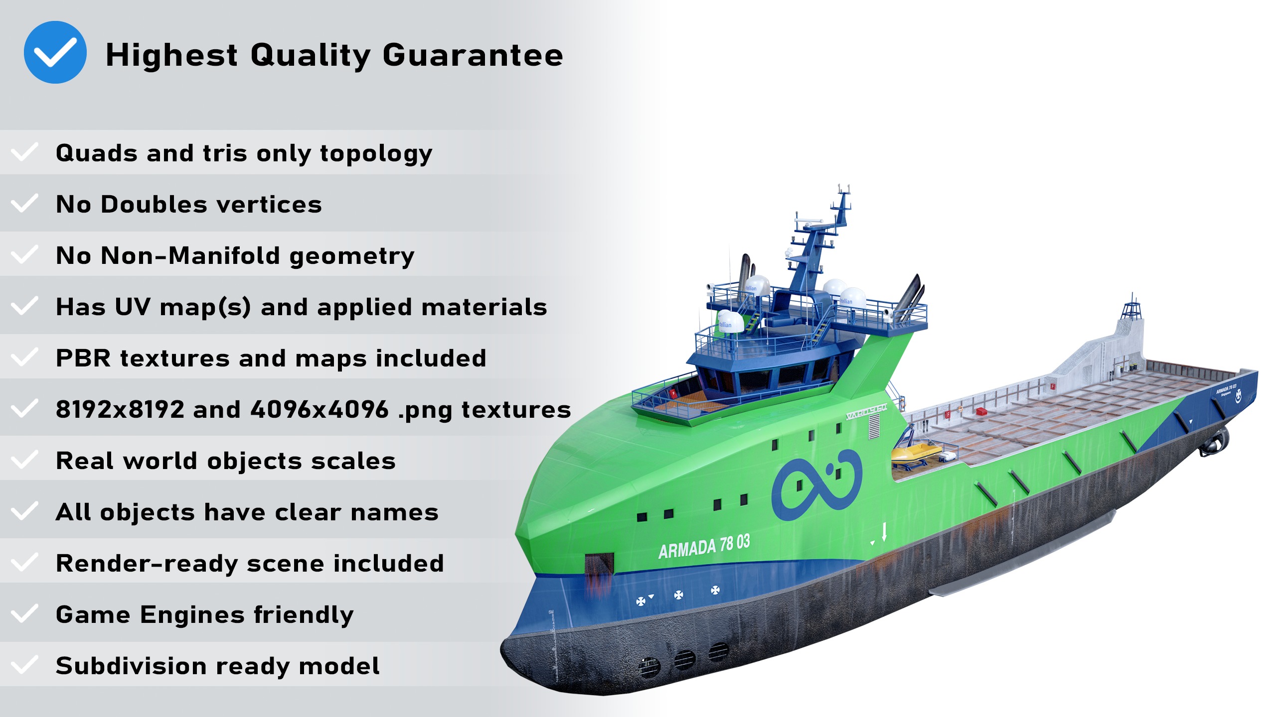 USV Mothership Armada 7803 Multipurpose Vessel Simple PBR Low-poly 3D model_1