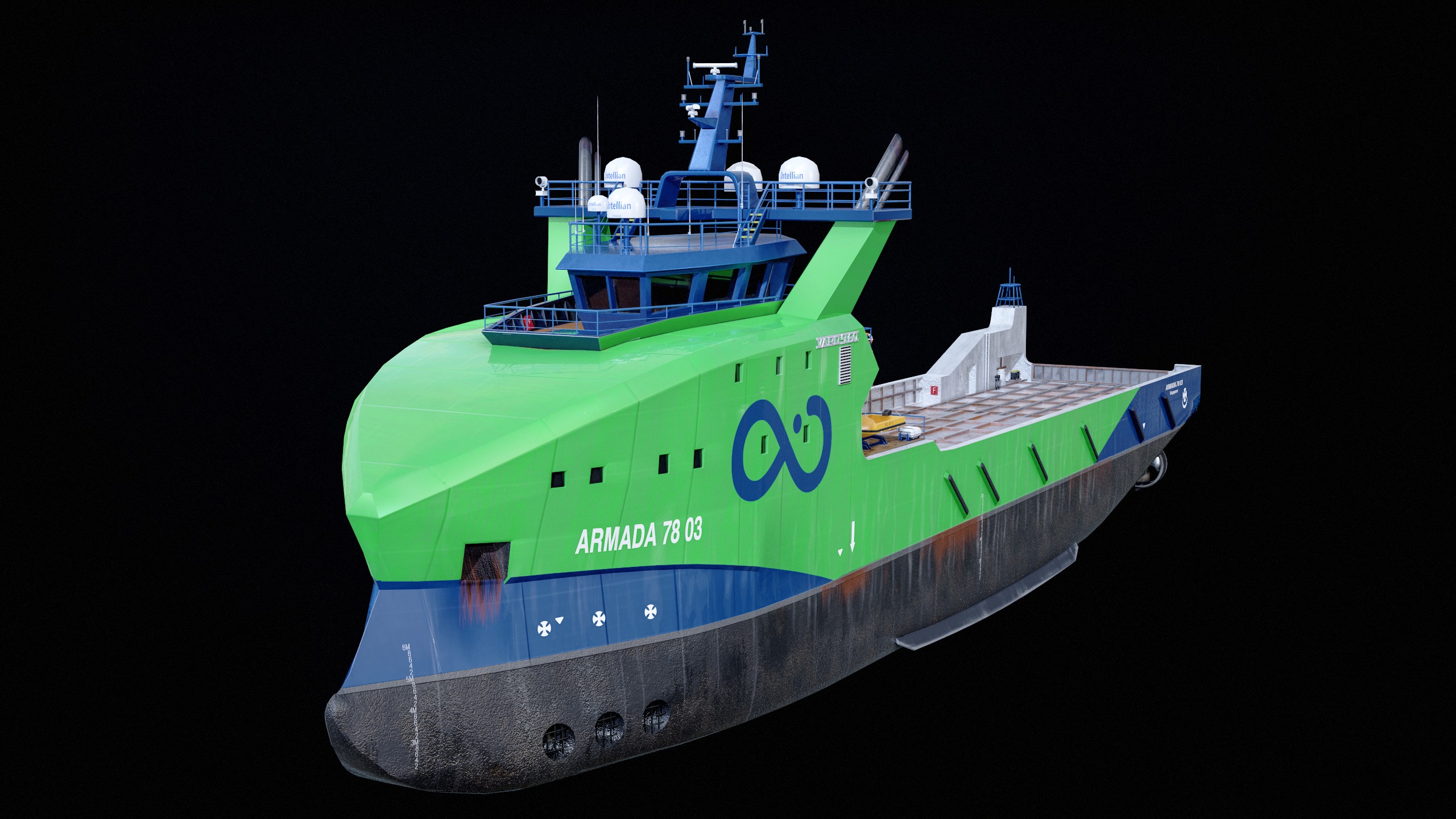 USV Mothership Armada 7803 Multipurpose Vessel Simple PBR Low-poly 3D model_3