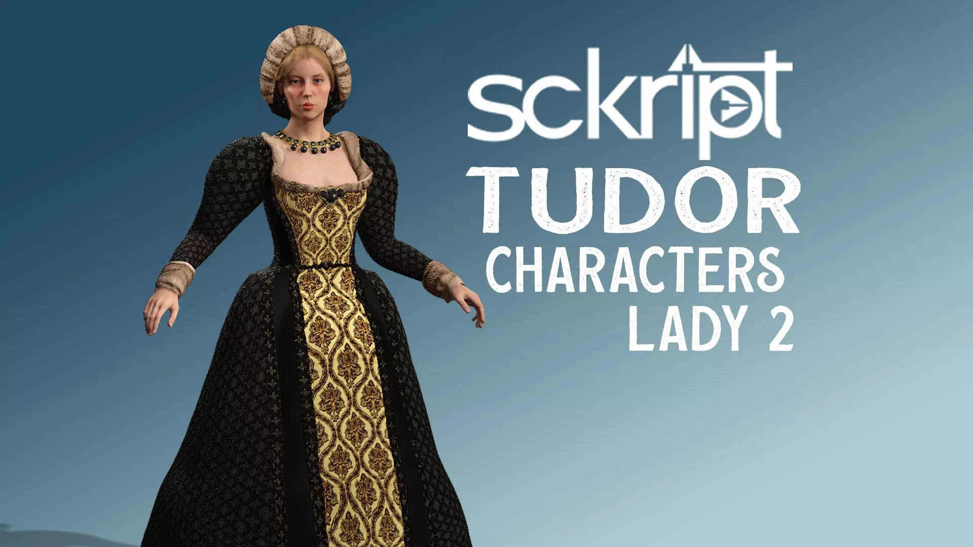 Lady 2 Tudor Series Low-poly 3D model_0