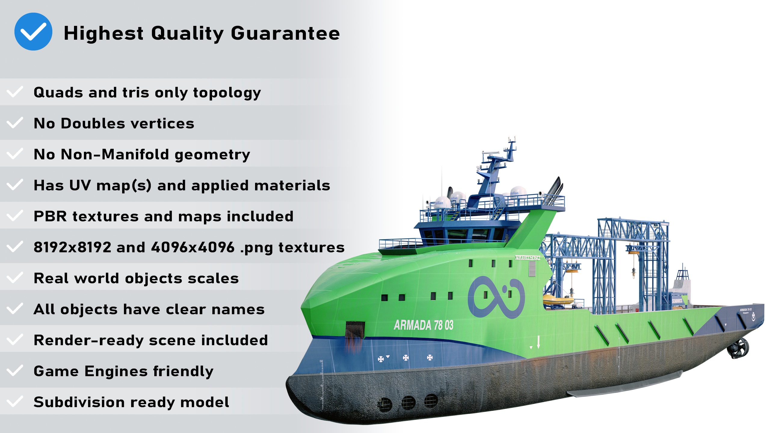 USV Mothership Armada 7803 Multipurpose Vessel Advanced PBR Low-poly 3D model_1