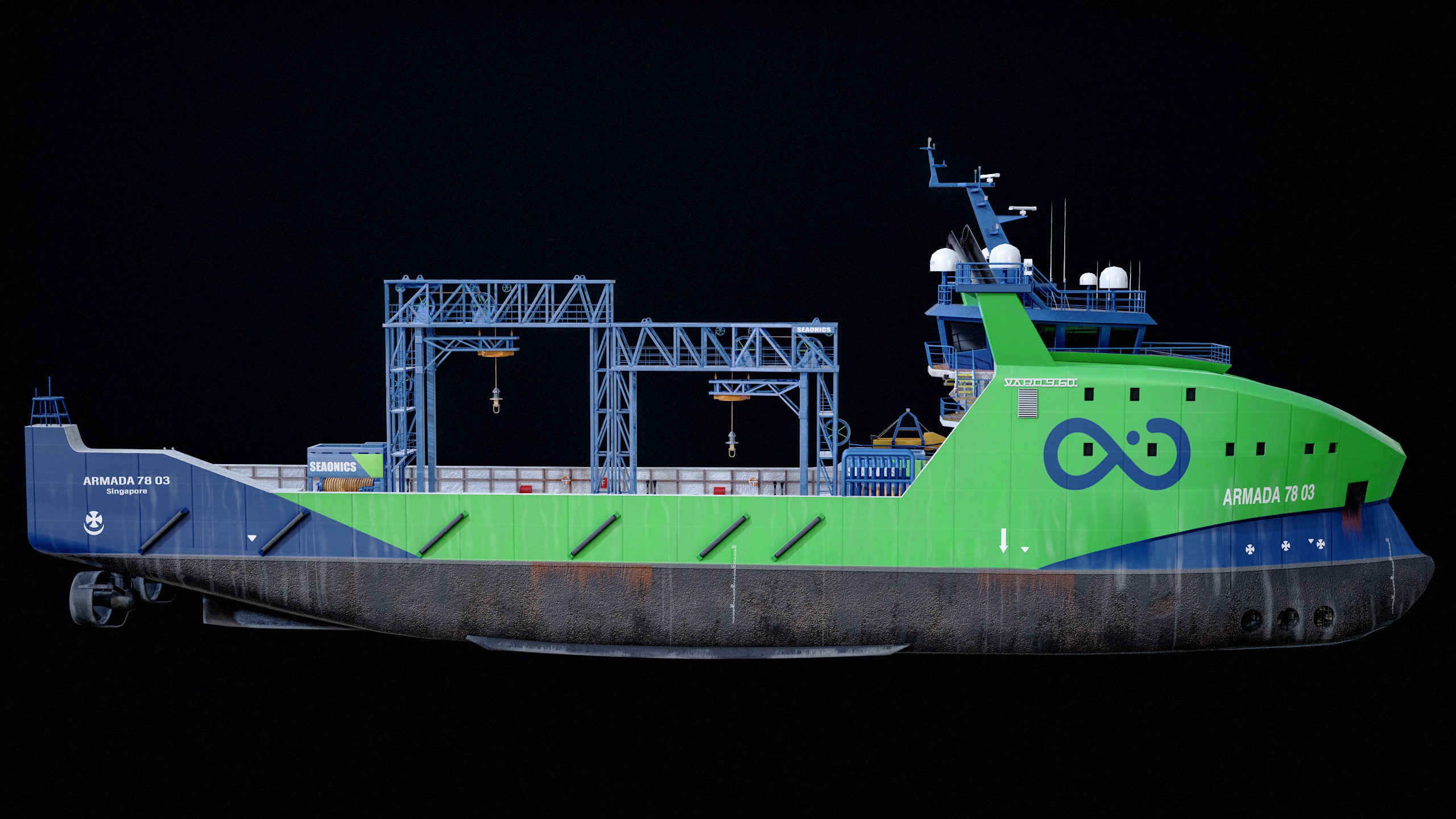 USV Mothership Armada 7803 Multipurpose Vessel Advanced PBR Low-poly 3D model_8