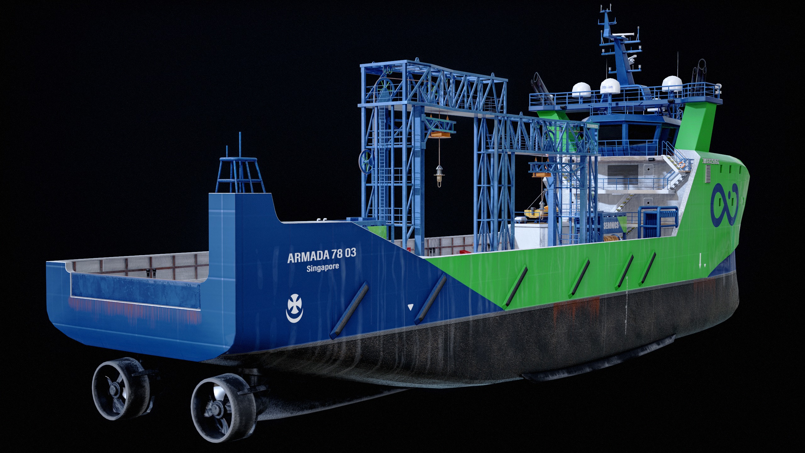 USV Mothership Armada 7803 Multipurpose Vessel Advanced PBR Low-poly 3D model_10