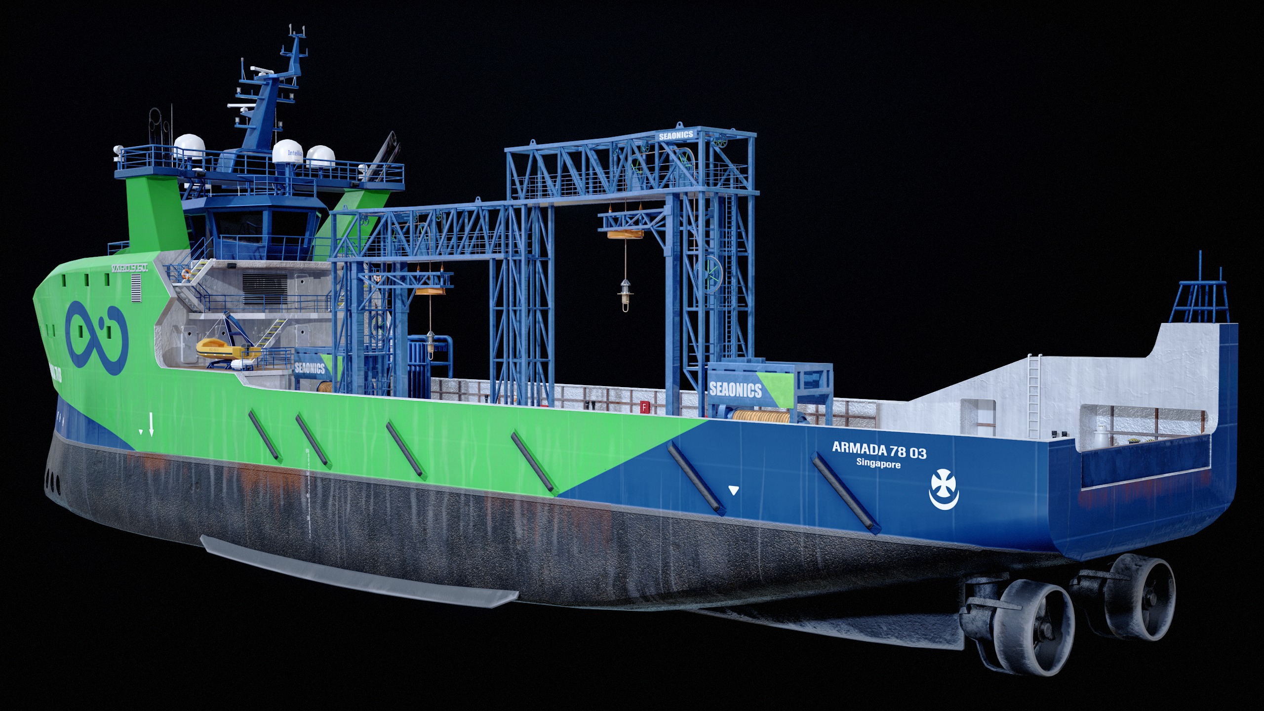 USV Mothership Armada 7803 Multipurpose Vessel Advanced PBR Low-poly 3D model_14