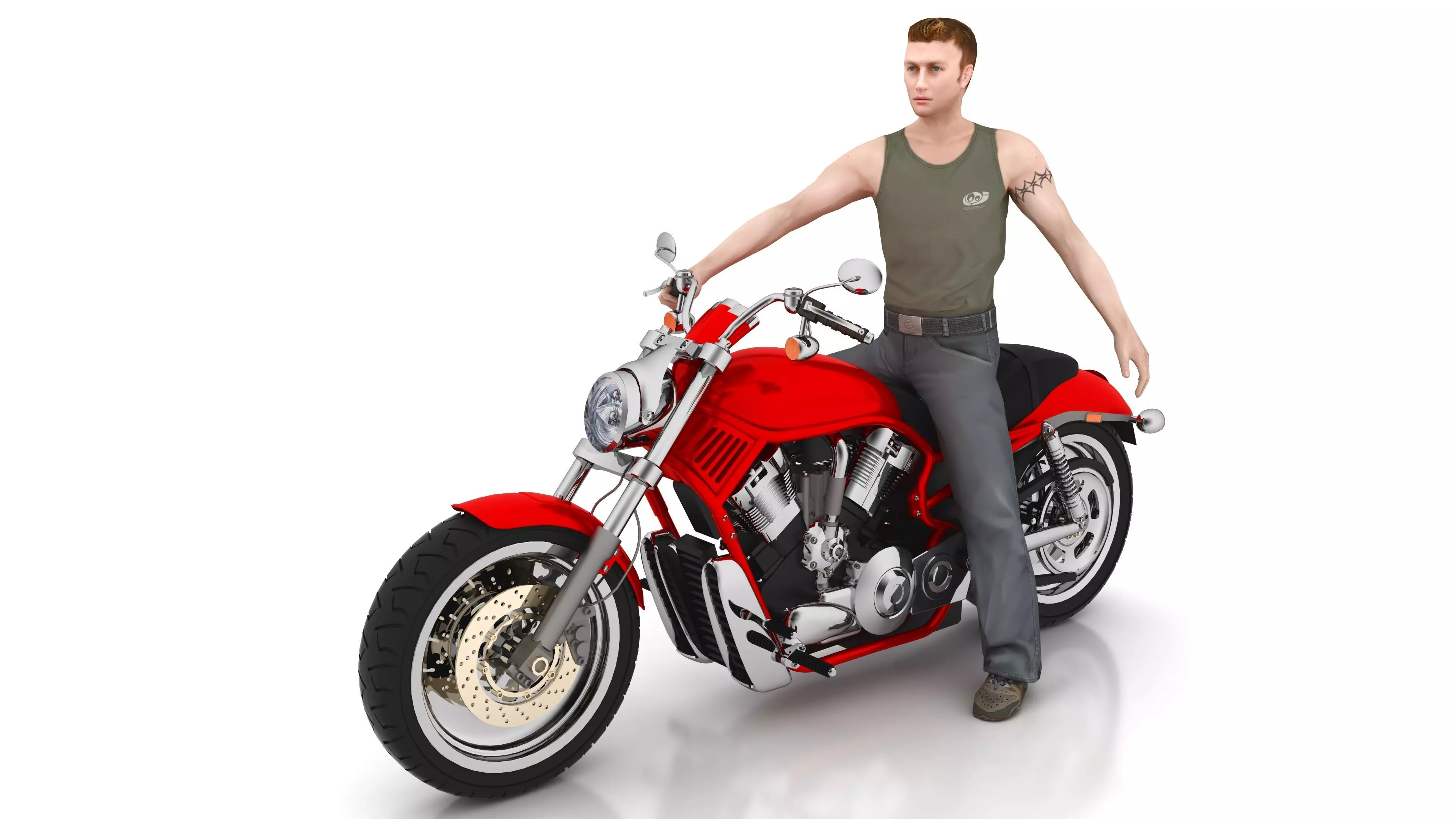 Chopper Biker 3 3D model