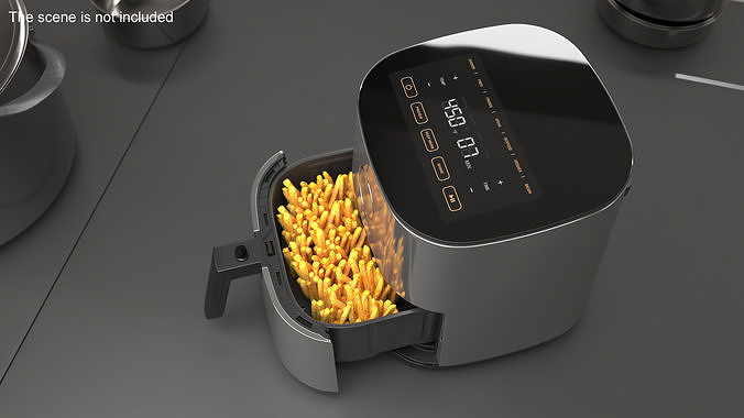 Air Fryer Steel with French Fries 3D model