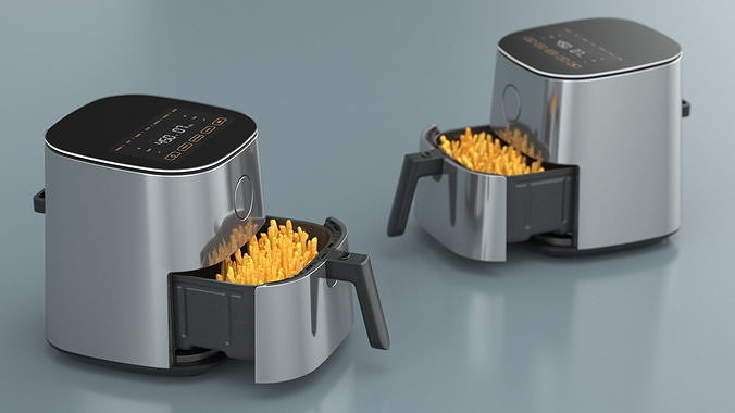 Air Fryer Steel with French Fries 3D model 5