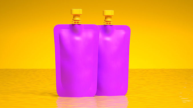 Purple Fruit Juice Pack with Spout 3D model 3