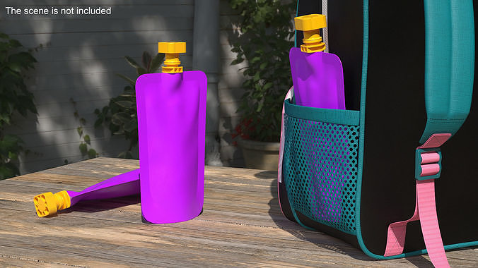 Purple Fruit Juice Pack with Spout 3D model 2