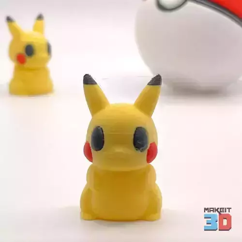 3D Printable Chibi Pikachu With Print in Place Pokeball 3D print model