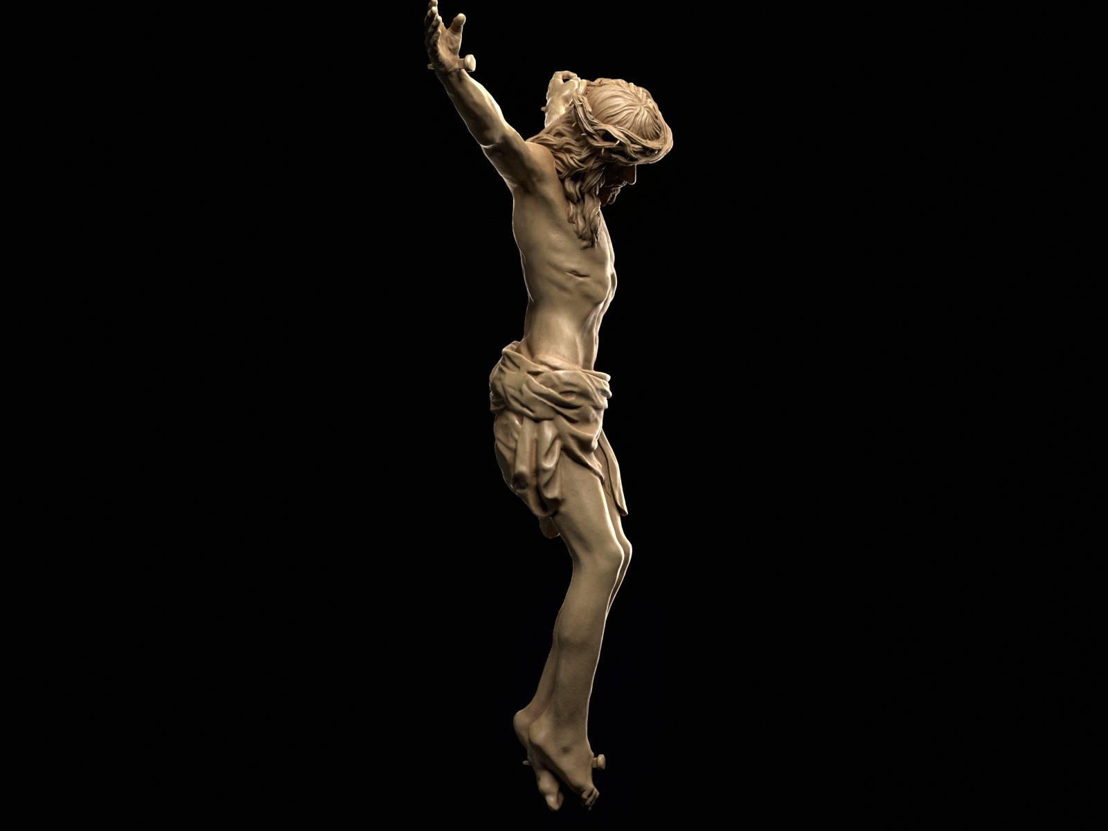 Crucifix Statue - Jesus Christ Sculpture  3D print model_3